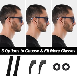 MUIIGOOD 5 Pairs Non-Slip Eyeglasses Ear Grips for Glasses Knitting Cotton Glasses Ear Cushion Temple Tips Sleeve Comfortable Elastic Soft Silicone Eyeglass Ear Hooks for Sunglasses Reading Glasses