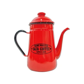 Sothepot Small (4.3 inches (11 cm) Red Coffee Pot Drip Kettle Kettle with Lid, Enamel, Narrow Mouth, 3.3 gal (1.1 L), Birthday Gift, Popular Gift