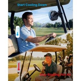 BOYISEN Magnetic Golf Cart Fan with Misting, 12000mAh Battery Operated Portable Fan 4 Speeds, LED Lantern, Universal Fit for EZGO Club Car Yamaha, Cruise Ship Accessories Travel Essentials