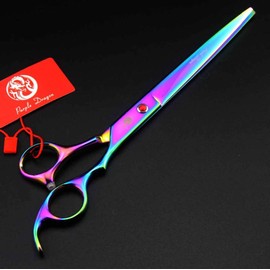 Purple Dragon 8.0 inch Dog Hair Cutting, Curved and Thinning Scissors Shear Pet Grooming Tool Kit