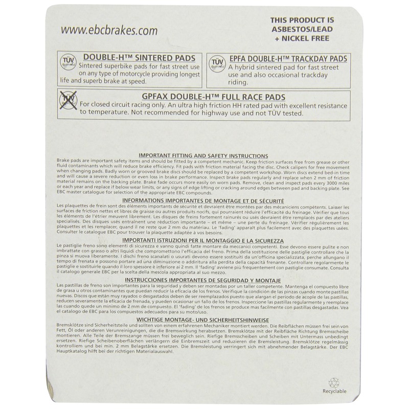 EBC Brakes FA319/2HH Juego de pastillas de freno de disco