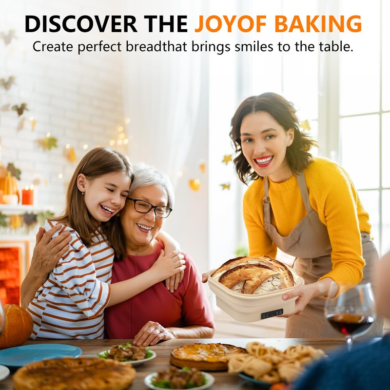 Upgrade Heating Sourdough Bread Proofing Basket Set, Electric Thermostatic Silicone
