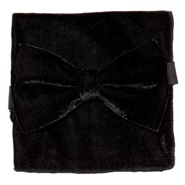 Vesuvio Napoli Bow Tie Handkerchief Solid BLACK Color VELVET Fabric BowTie Hanky Pocket Square