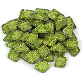 Milltown Merchants™ Lime Green Glitter Mosaic Tile Pieces - Bulk Sparkle Mosaic Tiles - 1 Pound (16 oz) Shimmer Tile Assortment for Backsplash, Murals, Stepping Stones, and Mosaics