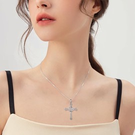 Jewmon Pentagram Necklace Women Mens Pentacle Cross Pendant Necklace 925 Sterling Silver Wiccan Cross Religious Amulet Jewelry FP0251W