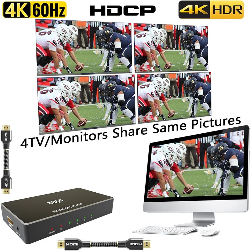 KAGO HDMI Splitter - 1 in 4 Out TV Splitters
