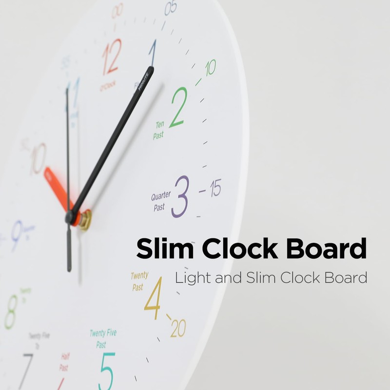 mooas 3D Numbers Modern Wall Clock, 12" Silent Non-Ticking Sweep