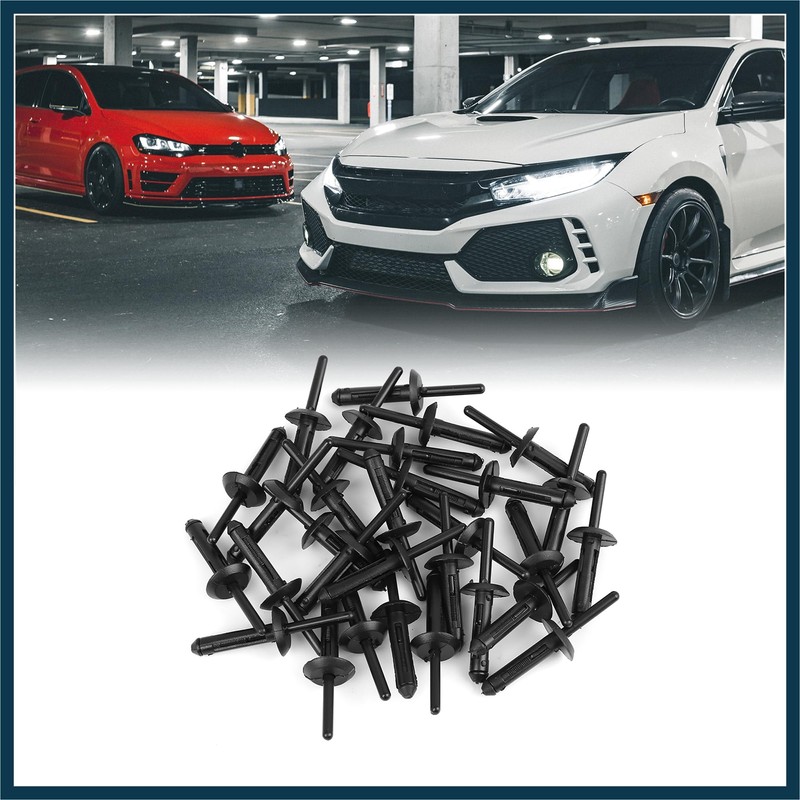 TUCKBOLD 30pcs Black Plastic Rivet Bumper Fastener Clip for Car