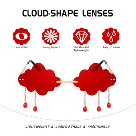 FEISEDY Cloud Rimless Sunglasses Women Funny Party Disco Dripping Cloud sunglasses Eyewear B2834