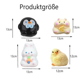 Pack of 4 Taba Squishy, Fufu Squishy, Rooster, Penguin, Hamster, Bunny Toys, Sensory Toy for Children, Fidget Toys, Sensory Toy, Squeeze Toys, Easter Anti-Stress Toy