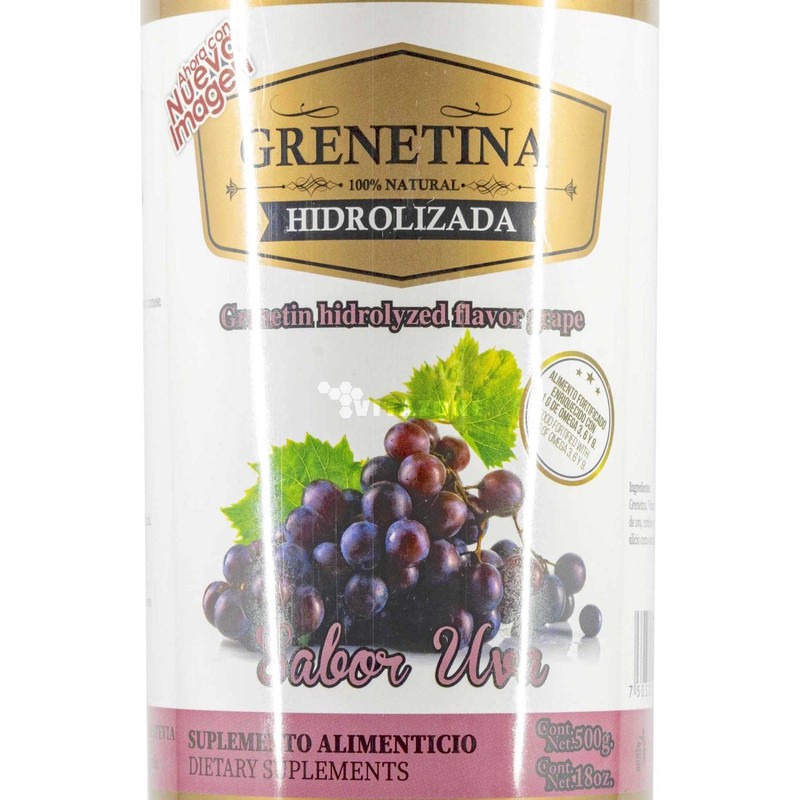 Grenetina Hidrolizada Sabor Uva 100% Natural 500 Grs Pretty Bee.