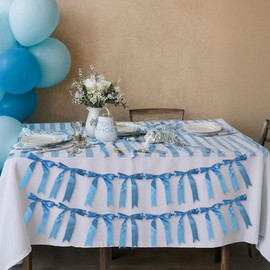 2 Pieces Bow Birthday Banner Blue Bow Garland Bows Decor Garland For Birthday Bridal Shower Bachelorette Baby Shower