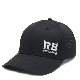riderbag Sports HAT, Black top, Laser Perforated for Outdoor. High Performance Baseball, Golf, Cap Shape, Sun Black Trucker Premium hat