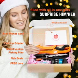 iExplorivo Fishing Gifts For Men|Fisherman Gifts|Fishing Accessories Include Fishing Pliers,Fish Scale,Fish Lip Gripper,FREE Fish Lure|Bass Fishing Gifts|Xmas Fish Gifts for Men/Women (Orange Package)