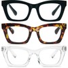 REAVEE 3 Pack Oprah Style Reading Glasses Blue Light Blocking