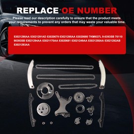 Autodevil Timing Chain Kit 3.7L Fit for Grand Cherokee 2005-2010 for Liberty 04-12 for Commander​​ 06-10 Ram 1500 2004-2010 for Durango​​ 04-09 Car Engine Components Rebuild Kit 53021295AA 53020680