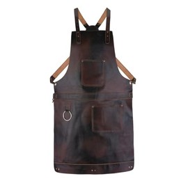 Nesko Sports Dark Brown Crossbody Full Grain Leather Apron Butcher Apron -Cook Apron -BBQ Apron -Cooking Apron - Wood work Apron - Cheff Apron - BBq Grill Gift