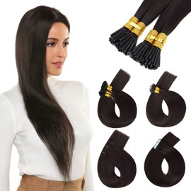 Yamel Training Hair, Keratin Fusion I Stick Tip Hair Extensions Medium Brown Straight 16 Inch 100g Synthetic Hair Extensions for Training