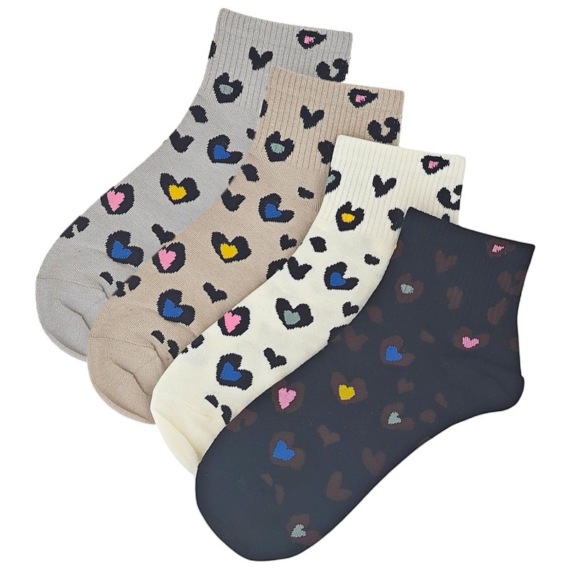 styleBREAKER Women's Socks with Leo Pattern, Soft Cotton Mix, Ankle