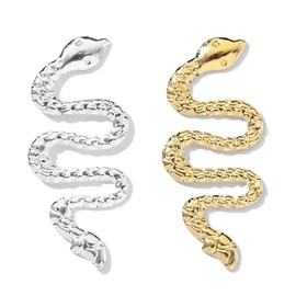 Laroal 20-teiliges 3D-Schlangen-Nagel-Charm-Set, Legierung, Schlangenwellen-Schmuck, Edelsteine, Nagelkunst-Zubehör für Acrylnägel, Dekorationsschmuck (Gold + Silber), 19 x 9 mm