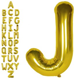 40 Inch Gold Letter J Balloons, DIY Phrase Foil Alphabet Letter J Balloons DIY Word J Banner for Birthday Anniversary Celebration Graduation Party Supplies Decoration