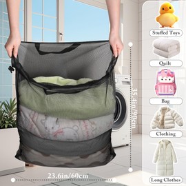 WD&CD Mesh Laundry Bags with Drawstring, 2 Pack Extra Large Heavy Duty Delicates Washing Bag, Machine Washable Storage Bag for Travel Dorm, 24 * 35 inch(60 * 90CM), Black