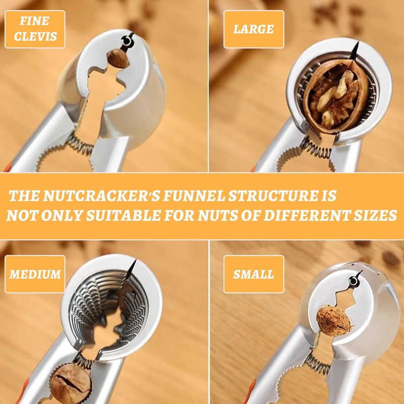 Ksvaye Set of 4 Nutcrackers Zinc Alloy Walnut Cracker Non-Slip
