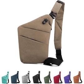 Anti Theft Crossbody Bag, One Shoulder Chest Sling Bag Multi Pockets Slim Anti Theft Travel Purse for Women & Men