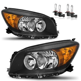 Vizotae Headlights Assembly for 2006 2007 2008 Toyota RAV4 Halogen Headlamp Replacement, High/Low Beam W/Bulbs, Driver & Passenger Side