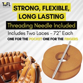 TOFL Softball and Baseball Glove Lace Kit | Mitt Lace Glove Repair Lacing Kit | 2 Leather Laces with Lacing Needle | Tan