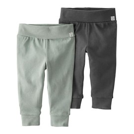 little planet by carter's unisex-baby 2-pack Pants made with Organic Cotton, Green/Charcoal, 24 Months