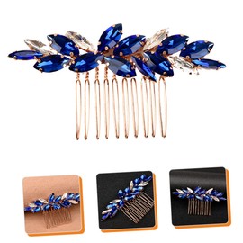 Happyyami Strasshaarzubehör Brautaccessoires Kamm Grün Haarschmuck Für Die Hochzeit Braut- Brautjungfer Blau Junggesellin Bräute Abschlussball Styling Ferrolegierung Blue