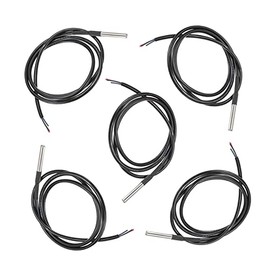 HALJIA 5PCS DS18B20 Waterproof Temperature Sensors Transducer Digital Thermal Stainless Steel Probe 1m Compatible with DIY Arduino Raspberry Pi Etc.