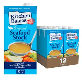 Kitchen Basics Seafood Stock - 32 oz Carton (Pack of 12) For Enhanced Flavor Recipes, Gumbo, Soup or Seafood Pasta