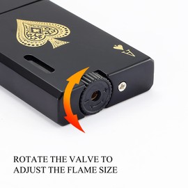 Yeuligo 2 Pack Double Flame Torch Lighter, Classic Pocket Ace Lighters with Visible Window, Adjustable Jet Torch, Refillable Without Butane (Ace Black)