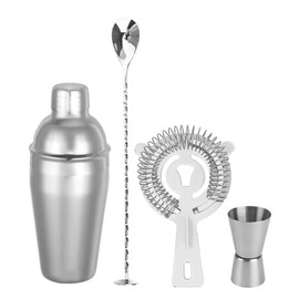 ELEGANTZ Luxury Cocktail Shaker Set – 4-Piece Bartender Kit with Shaker, Strainer, Jigger, Mixing Spoon – Premium Stainless Steel Cocktail Bar Tools for Home & Professional Use