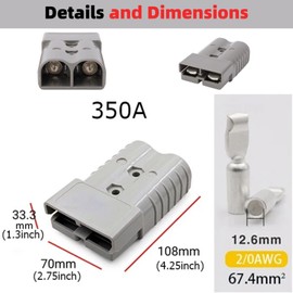 Battery Quick Connector Kit Battery Quick Connector,Battery Quick Connector Kit Disconnect Electrical Plug with 2 Terminals 350A 600V