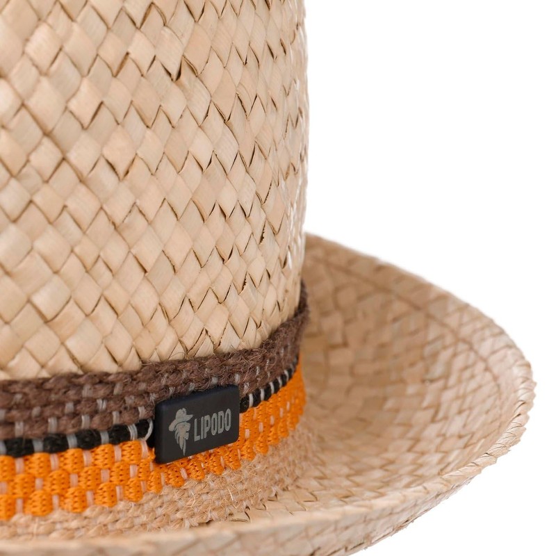 Lipodo Classic Diamond Crown Straw Hat Porkpie Sun Hat Made