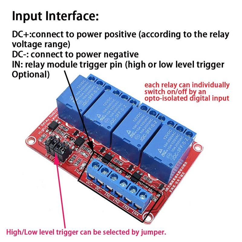 ANMBEST 2PCS 4 Channel 12V Relay Module with Optocoupler High