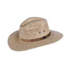 Outback Trading Unisex Adult Odessa Summer Breathable Lightweight Palm Straw Outdoor Cowboy Hat with 4" Wire Brim and 5.5" Crown, Natural, Large
