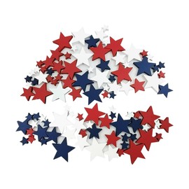 FSSTUD 120pcs Wooden Independence Day 4th of July Star Shape Ornaments Memorial Day Craft Stars Work Day Decoration Stars for Table