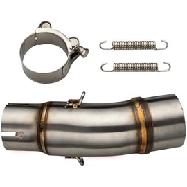 Motorcycle Exhaust Mid Pipe, Exhaust Muffler Adapter Connect Pipe with Clamps Compatible with Kawasaki EX250 EX300 Z250 Z300, Ninja 250 Ninja 300 2018-2022 Ninja 650 2018-2022 Ninja 400 Z400 2017-2022