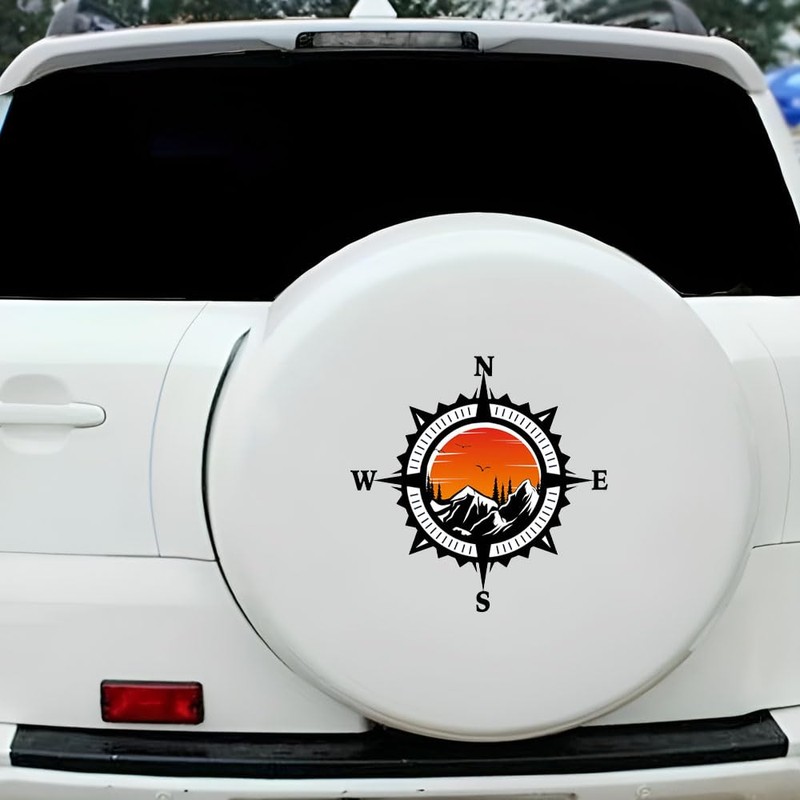 Mountain Compass Decals – Waterproof Vinyl Sticker 2-Pack for Car