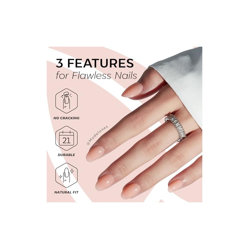 modelones Kit de uñas postizas semitransparentes ovaladas con pegamento, adhesivos,