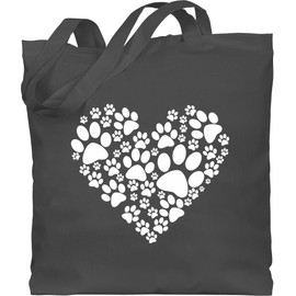 Shirtracer - Cotton Bag - Sayings Statement - Paw Heart, 2 Dark Grey
