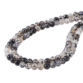 SUPERFINDINGS 122Pcs Black Dragon Vein Agate Beads 6mm Natural Agate Gemstone Round Loose Beads Genuine Real Stone Beading for Jewelry Making DIY Necklace Bracelet,Hole:1mm
