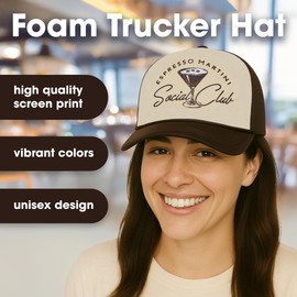 Funky Junque Foam Snapback Trucker Hat - Espresso Martini Social Club - Brown/Beige