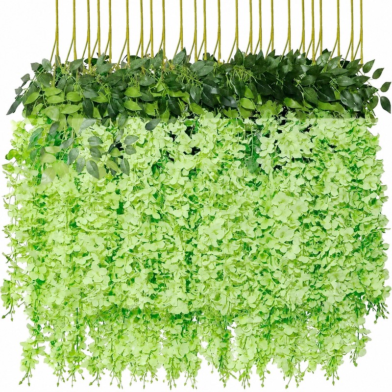 12-Piece Artificial Wisteria Vine Set – Hanging Silk Faux Flowers