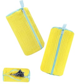 GWJX Shoe Washing Bag Washing Machine 2 Washing Machine Bags Reusable Zip Plush Laundry Bag Shoe Bag Protect Both Shoes and Washing Machine (Yellow)