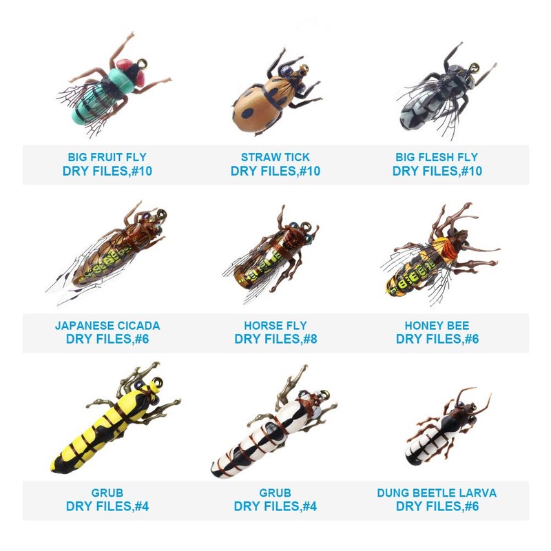 Fly Fishing Flies Collection 69/38 Realistic Flies Dry Wet Nymph